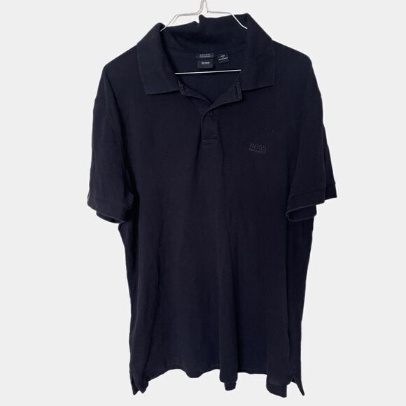 Boss Hugo Boss Mens logo polo shirt size XL black - Picture 1 of 4